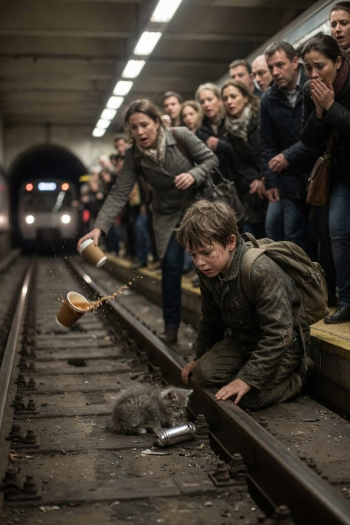 Saltó a las vías para salvar a un gatito, pero el objeto plateado a su lado paralizó a toda la estación